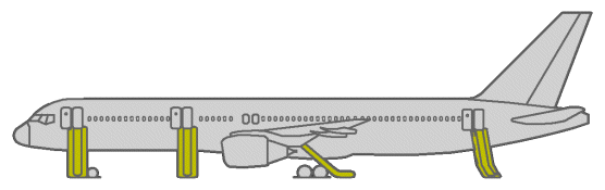 Evacuation Slides (-200 with Overwing Exits).