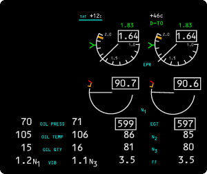 RB211 EICAS Compact Display Format.