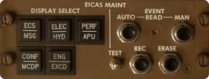 EICAS Maintenance panel.