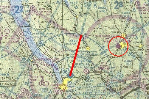 Cortland County to Ithaca VOR, V423 outbound.