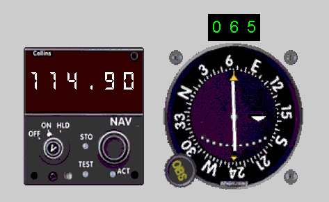 Nav tuned to HFD, VOR showing the 065� radial